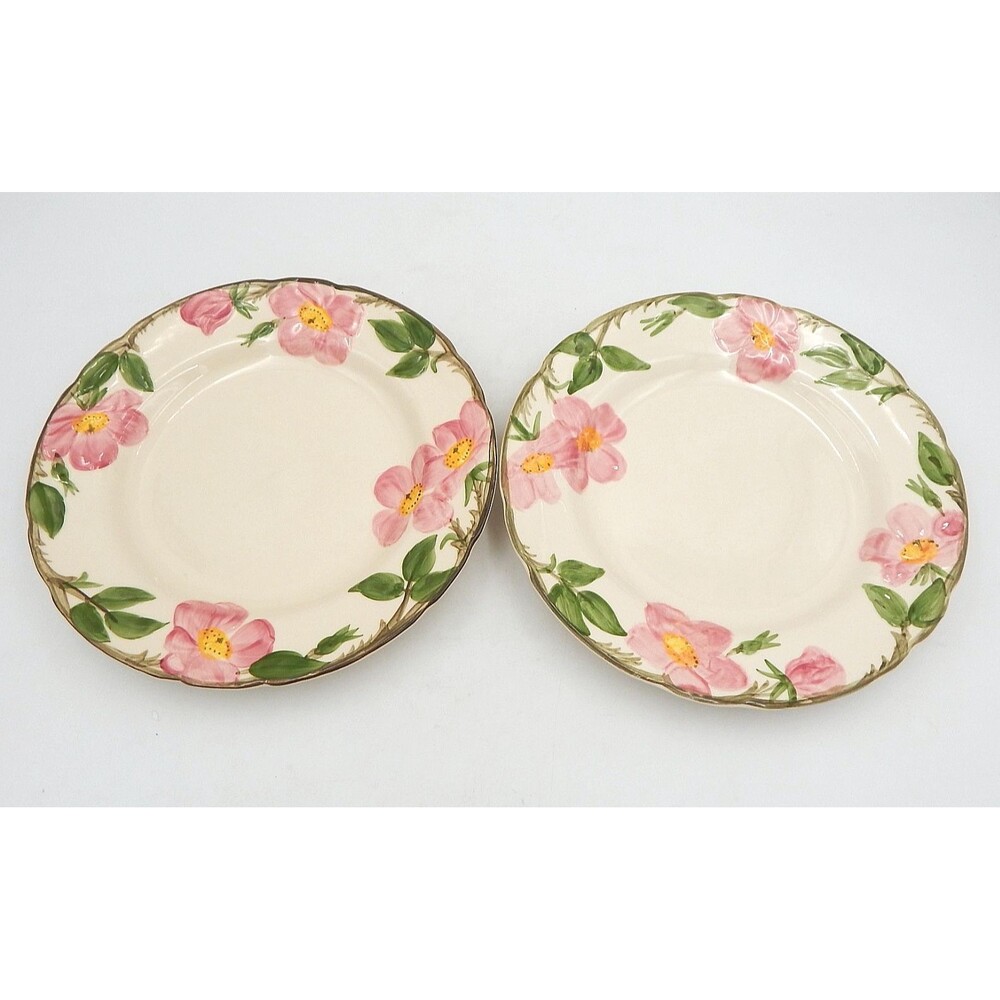 Franciscan Desert Rose Dinner Plates Hand Painted USA 10.5 Inch 1970's Set 2
